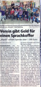 2014-10-21 Oberhessische Presse Verein gibt Geld für einen Sprachkoffer